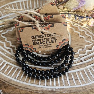 Pulsera Manifestación Piedras Preciosas - Ágata Negra- Protección