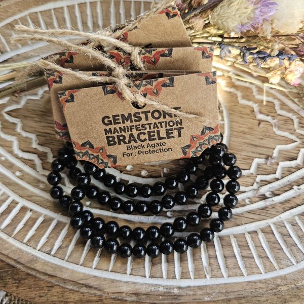 Pulsera Manifestación Piedras Preciosas - Ágata Negra- Protección
