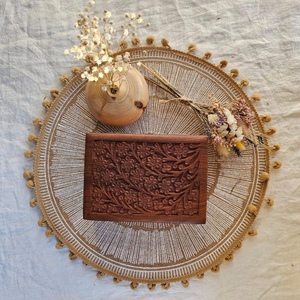 Joyero Madera Flores 18 x 15 cm