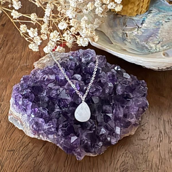 Collar de Plata 925 con Gota de Piedra de Luna